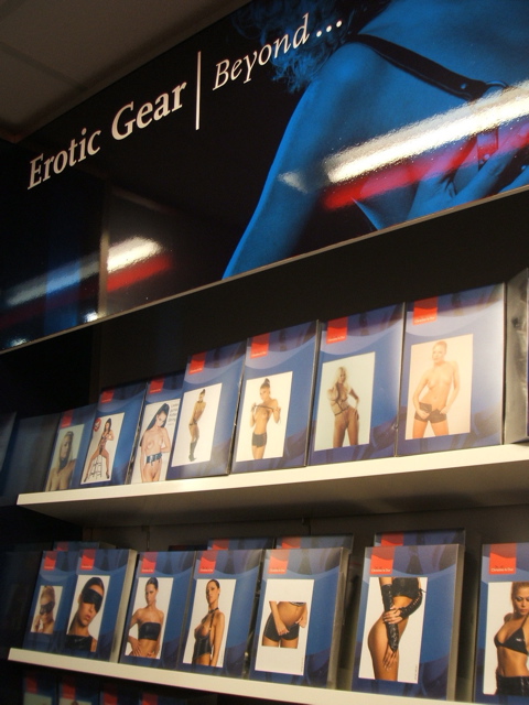 Bookshelves with erotic gear
