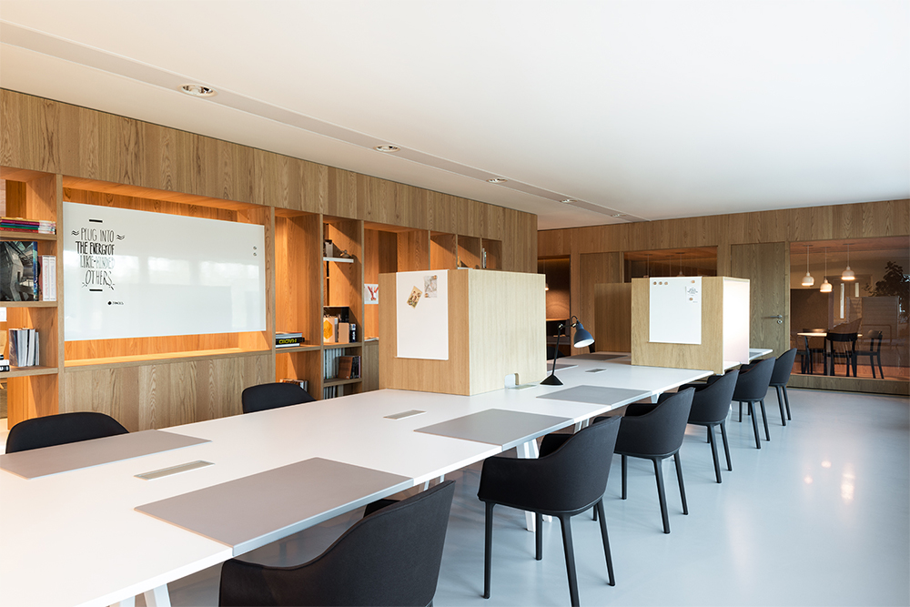 table with several work spaces